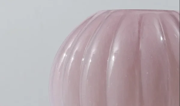Light Peach Glass Vases in Mid-Century Forms, Three Sizes — in a room setting