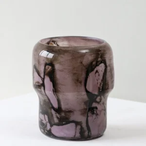 Cloud-Pattern Glass Hurricane Vase in plum — front view