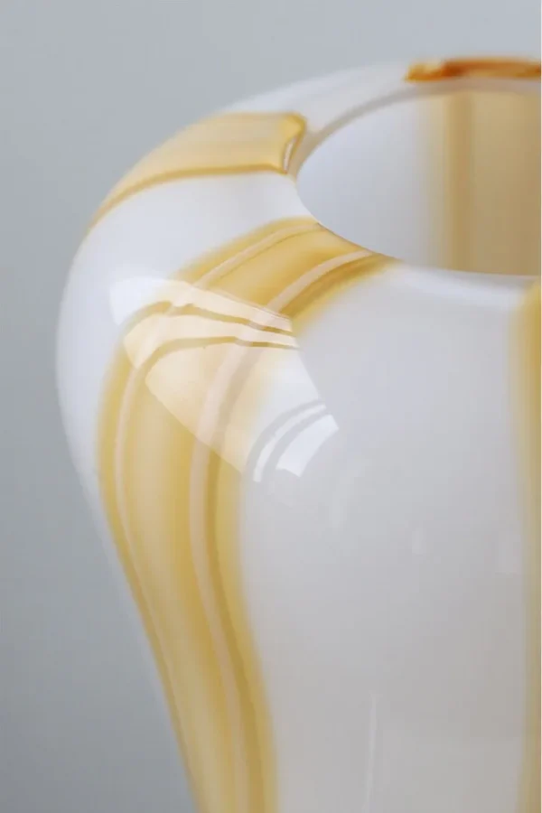 Striped Cast Glass Vases in mustard — in a room setting