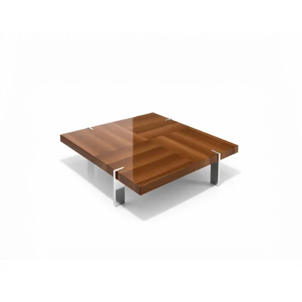 Madison Round Walnut Coffee Table with Chrome Legs in walnut — in a room setting