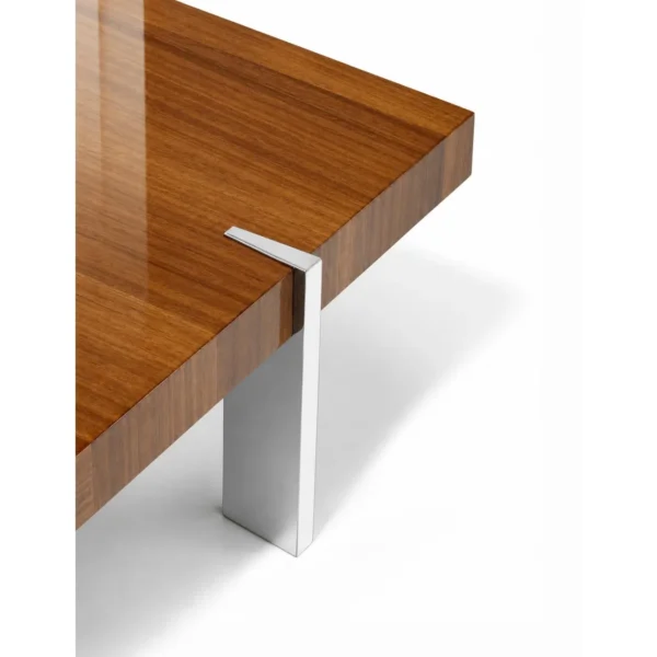 Madison Round Walnut Coffee Table with Chrome Legs in walnut — in a room setting
