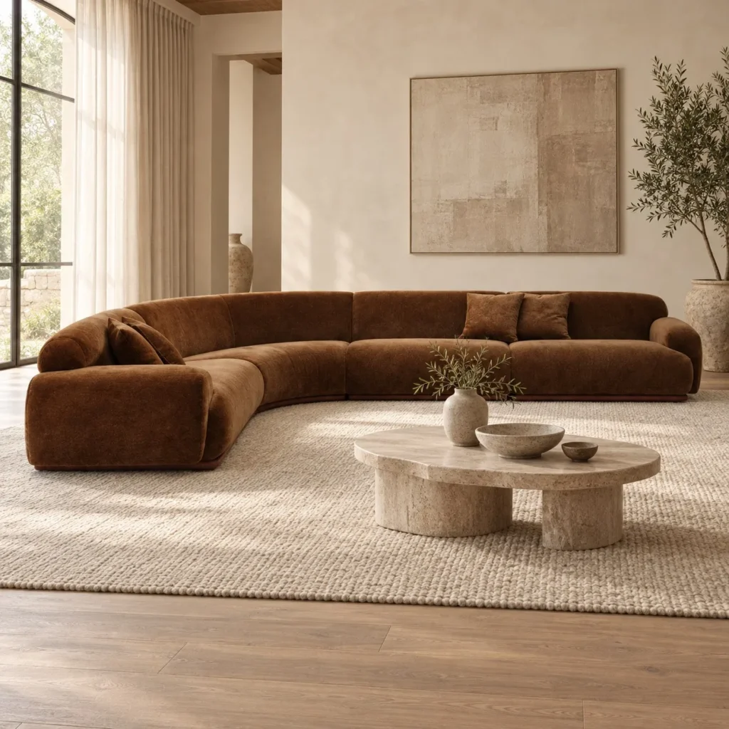 Manna Sofa in performance fabric — front view