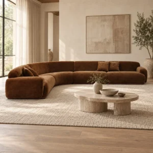 Manna Sofa in performance fabric — front view