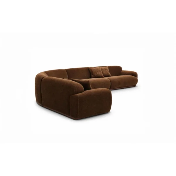 Manna Curved Modular Sofa in Chocolate Bouclé — in a room setting