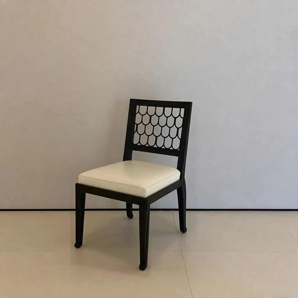 Maritime Fish-Scale Back Dining Chair in Black Oak — front view