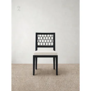 Maritime Fish-Scale Back Dining Chair in Black Oak — in a room setting