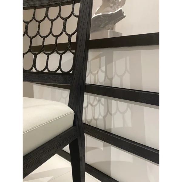 Maritime Fish-Scale Back Dining Chair in Black Oak — in a room setting