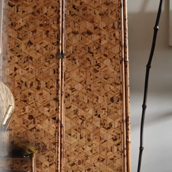 Bamboo Marquetry Double-Door Tall Cabinet in clay — detail