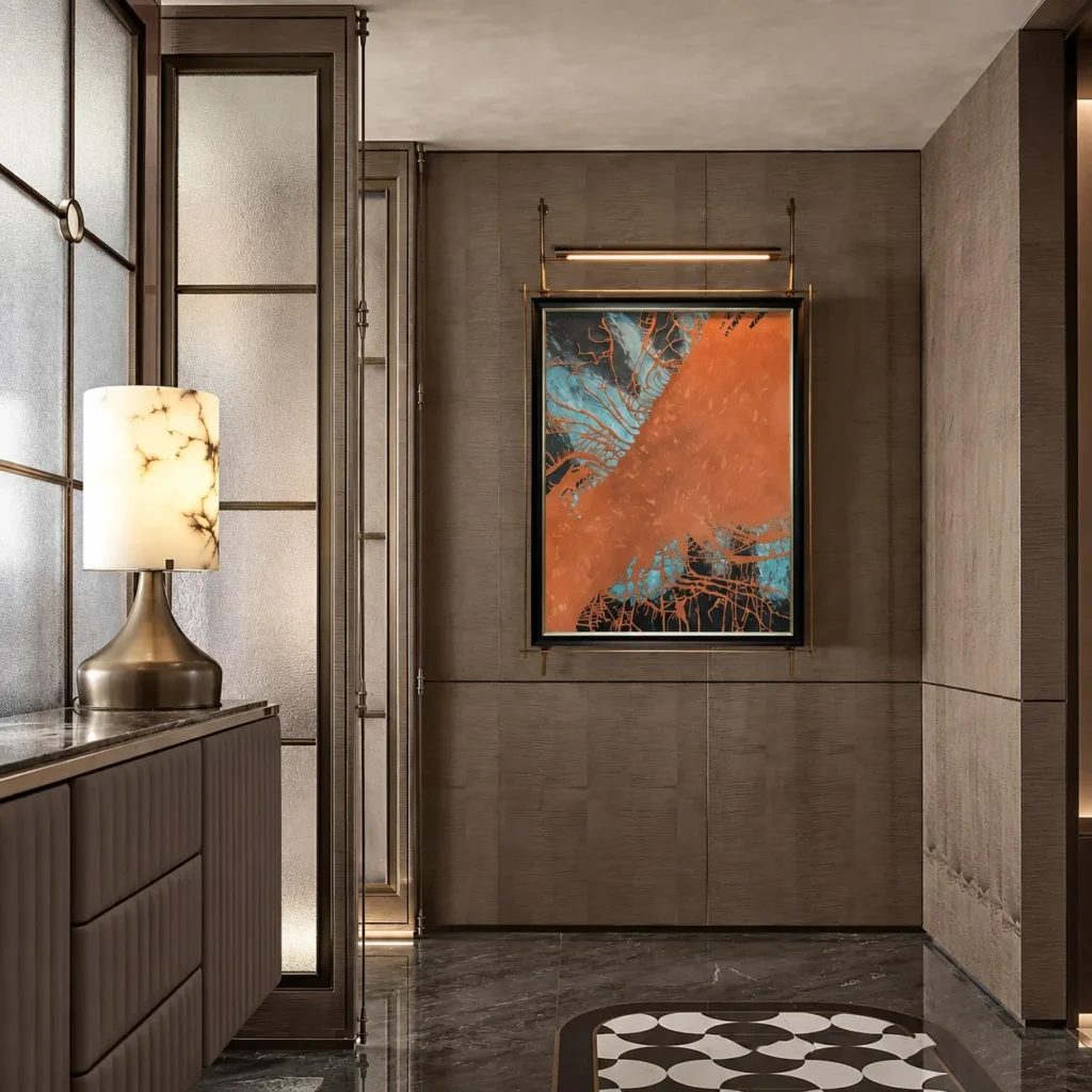 Metal Frame Wall Art in rust — front view