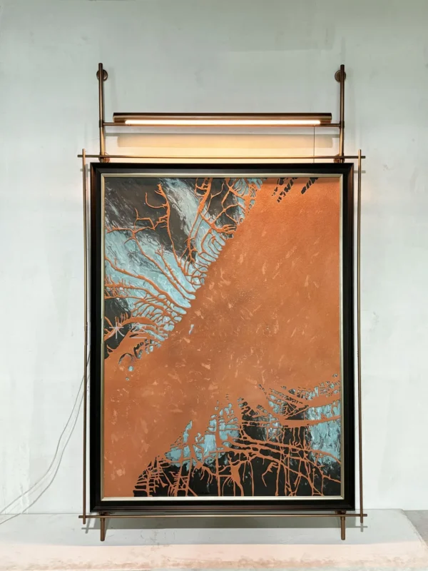 Metal Frame Wall Art in rust — in a room setting