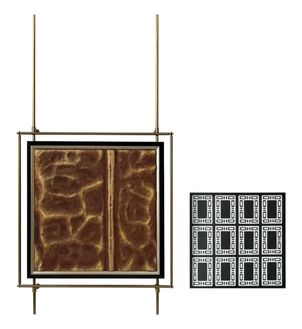 Metal Frame Wall Art Set of 2 in brushed brass — in a room setting