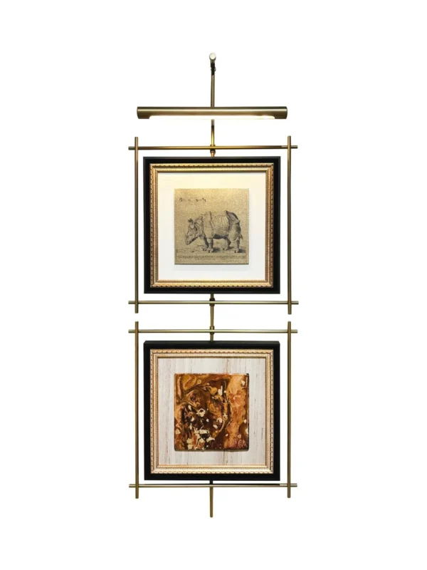Metal Frame Wall Art Pair in bronze — in a room setting
