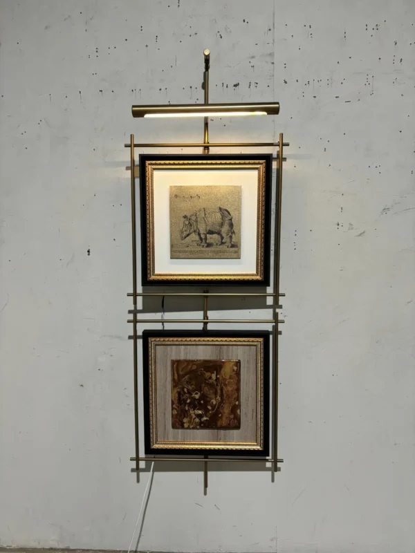 Metal Frame Wall Art Pair in bronze — in a room setting