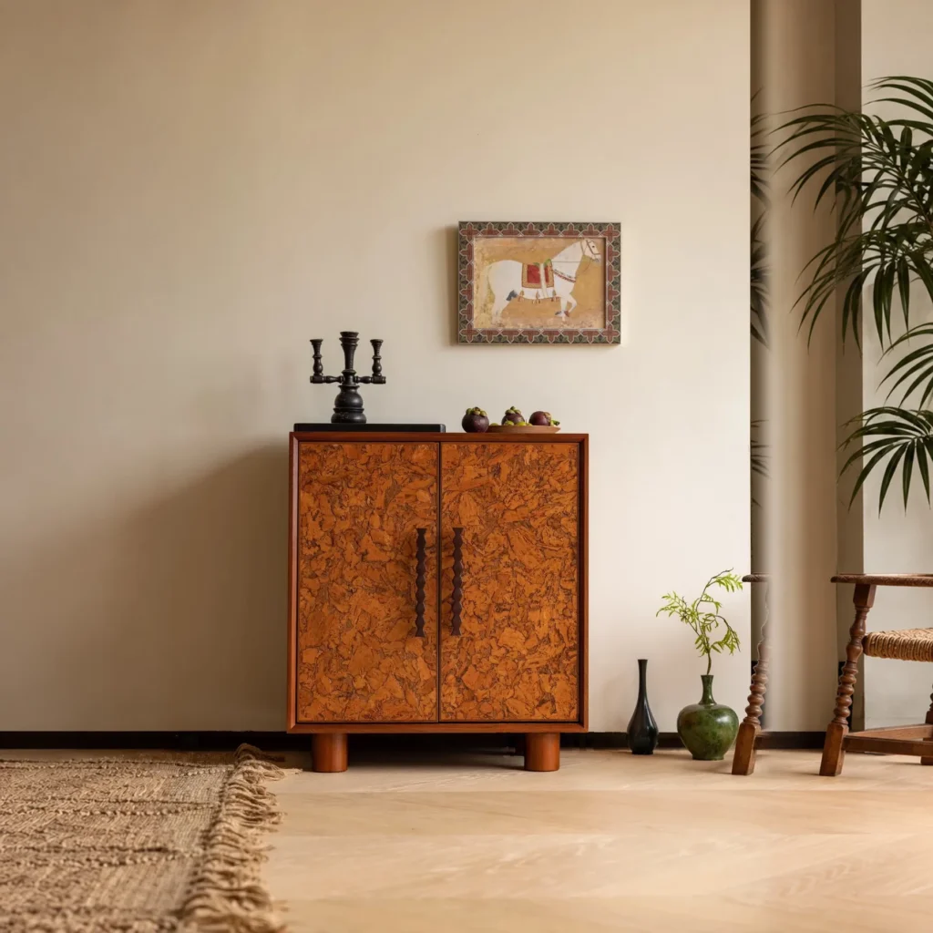 Mid Century Amber Cabinet — front view