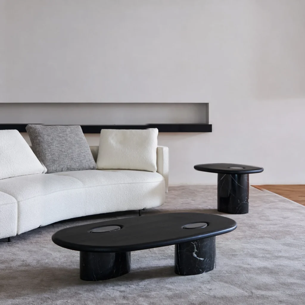 Black Ash Coffee Table Set in black — front view