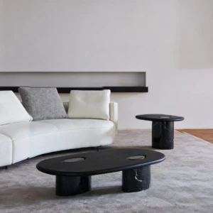 Black Ash Coffee Table Set in black — front view