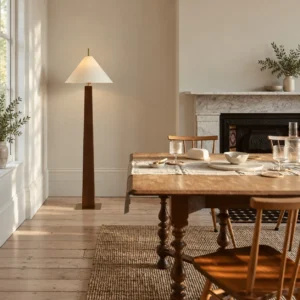 Mid-Century Walnut Cone Floor Lamp in walnut — front view