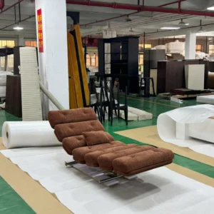 Mid Century Custom Chaise Lounge in performance fabric — front view