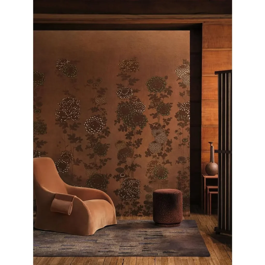 Mid-Century Dark Textured Rug in Slate and Bronze — front view