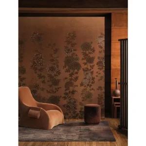 Mid-Century Dark Textured Rug in Slate and Bronze — front view