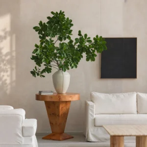 Mid-Century Four-Sided White Ceramic Vase in Matte Glaze — front view