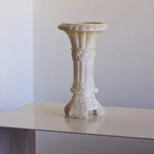 Jade-Effect Corinthian Column Vase, French Mid-Century in oatmeal — front view