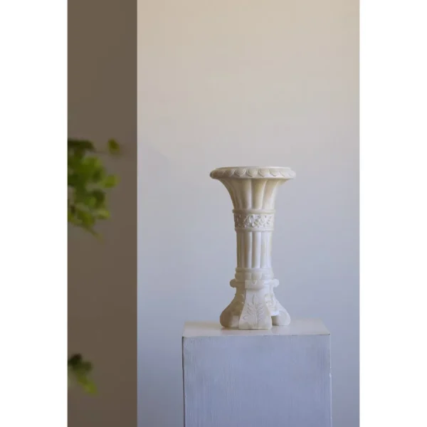 Jade-Effect Corinthian Column Vase, French Mid-Century in oatmeal — in a room setting