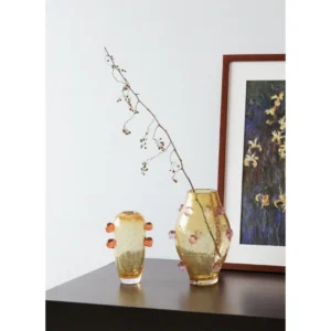 Dotted Bubble Glass Vases in blue — in a room setting
