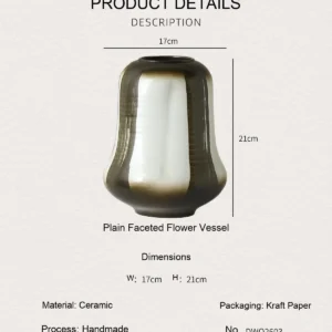 Mid-Century Gradient Glaze Ceramic Vessel in Cream and Olive — dimensions