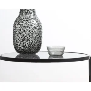Charcoal Speckled Glass Vases with Narrow Mouth, Three Sizes in slate — in a room setting