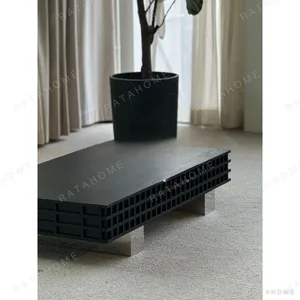 Black Ash Grid Coffee Table in black — in a room setting