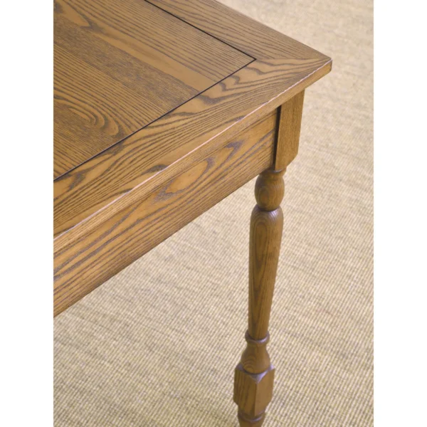 Small Ash Writing Desk with Turned Legs and Drawer, 100 cm in clay — in a room setting