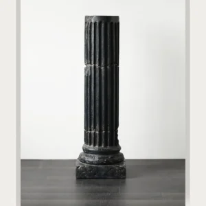 Mid-Century Fluted Roman Column Pedestal, 133 cm in black — front view
