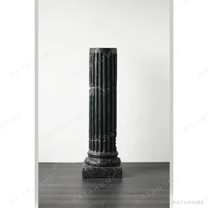Mid-Century Fluted Roman Column Pedestal, 133 cm in black — in a room setting