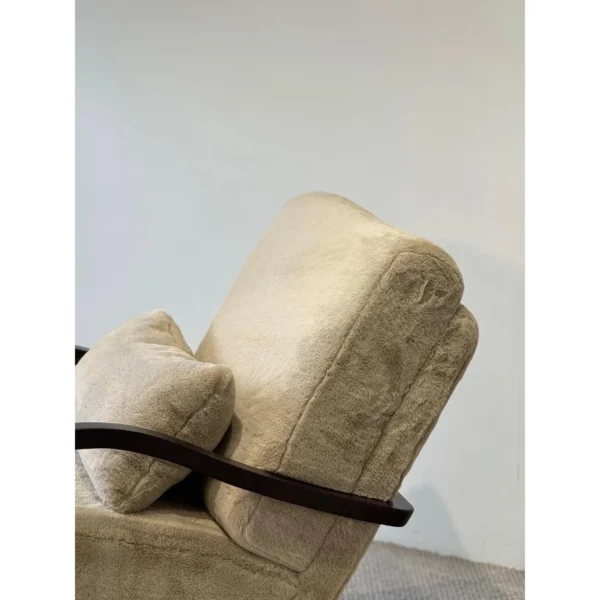 Mid-Century Bentwood Lounge Chair in Faux Shearling — in a room setting