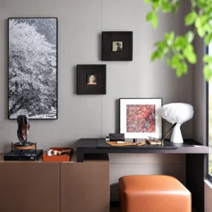 Mid-Century Small Wall Art, 25 x 25 cm in black — front view