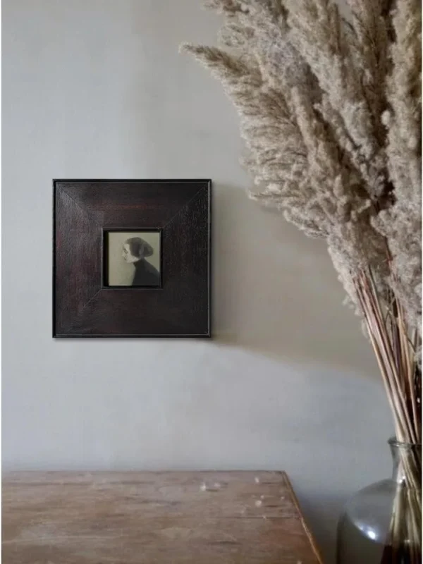 Mid-Century Small Wall Art, 25 x 25 cm in black — in a room setting