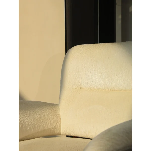 Mid-Century Bentwood Beech Lounge Chair in Cream Shearling — in a room setting