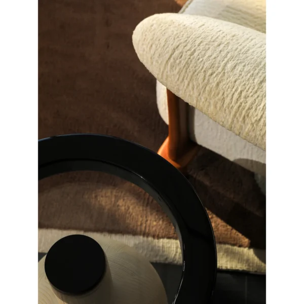 Mid-Century Bentwood Beech Lounge Chair in Cream Shearling — in a room setting