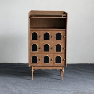 Mid-Century Tall Cabinet in clay — front view