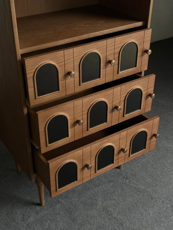 Mid-Century Tall Cabinet in clay — detail