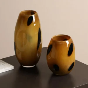 Designer Amber Speckled Glass Vases, Medium or Large in rust — front view