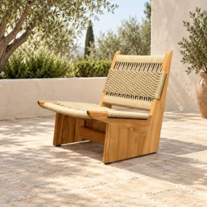 Mid Century Teak Outdoor Lounge Chair in teak — front view
