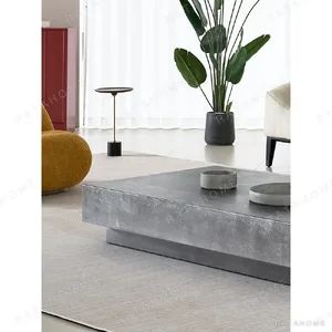 Concrete-Texture Two-Tier Block Coffee Table, 150 x 85 cm in slate — in a room setting