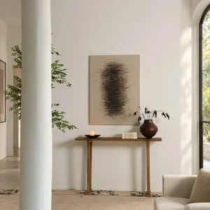 Wabi-Sabi Brass Console Table in brushed brass — front view