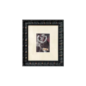 Mid-Century Wall Art Set of 2 in Brown and Green Frames — in a room setting