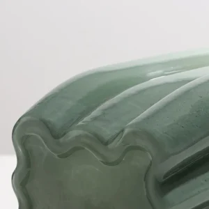 Emerald Pleated Wide-Mouth Glass Vase, Large or Small in olive — in a room setting