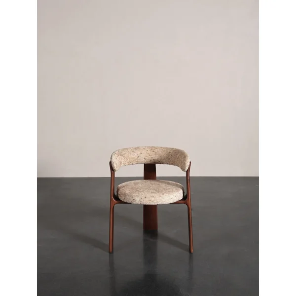 Mid-Century Wraparound Armchair in Ash and Mottled Weave — in a room setting