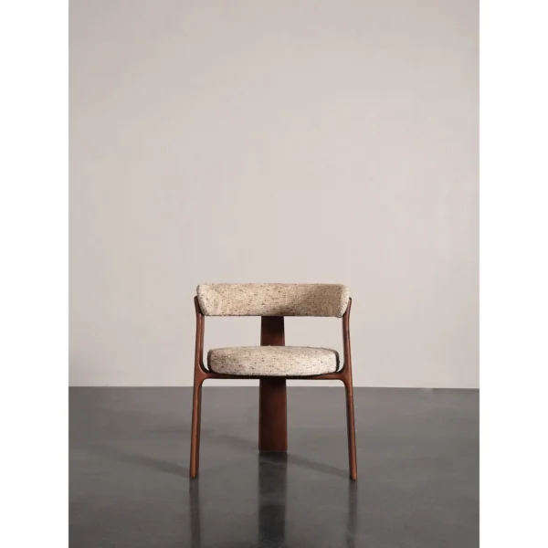 Mid-Century Wraparound Armchair in Ash and Mottled Weave — in a room setting