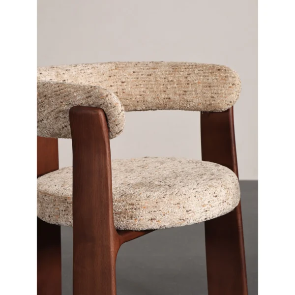 Mid-Century Wraparound Armchair in Ash and Mottled Weave — in a room setting